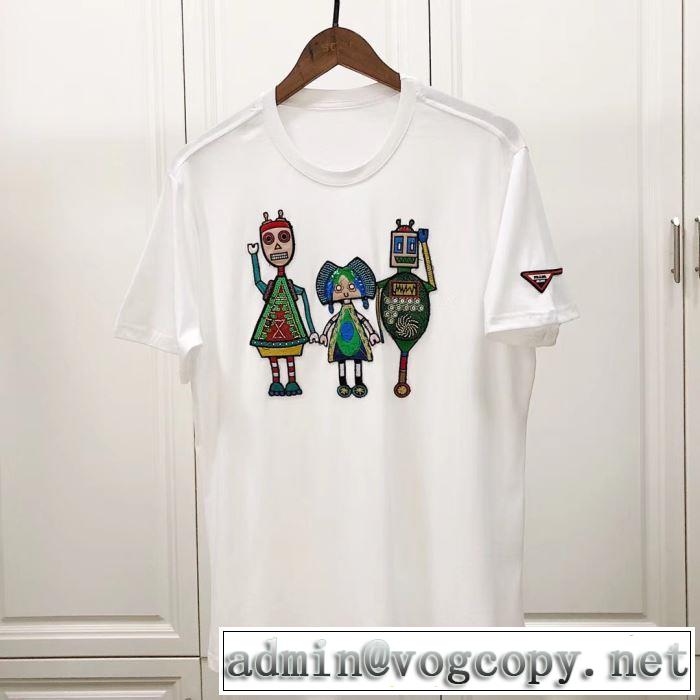 最終価格セール 2色可選プラダ ギフト最適期間限定 PRADA Tシャツ/半袖 2019夏ファション新品