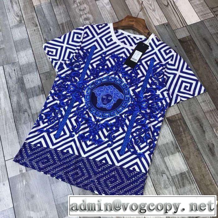 2色可選 半袖Tシャツ VERSACE ヴェルサーチ スタイルアップ効果 2019春夏も引き続きトレンド