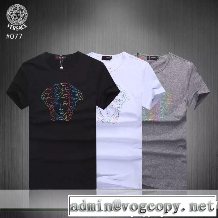 上品な印象に格上げ  Tシャツ/ティーシャツ 3色可選 ヴェルサーチVERSACE 2019春夏も引き続き人気セール