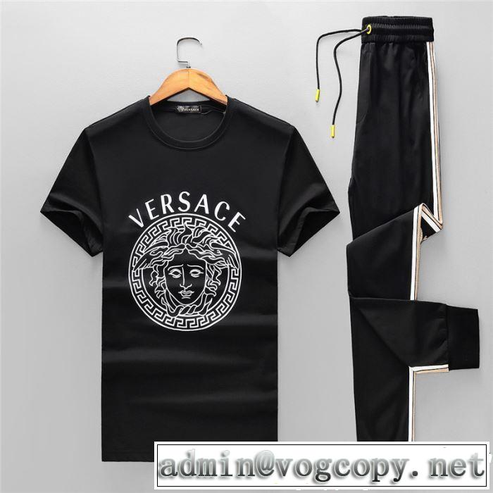  ヴェルサーチ 半袖上下セット2019春夏の大注目トレンド VERSACE 2色可選 セール早いもの勝ち