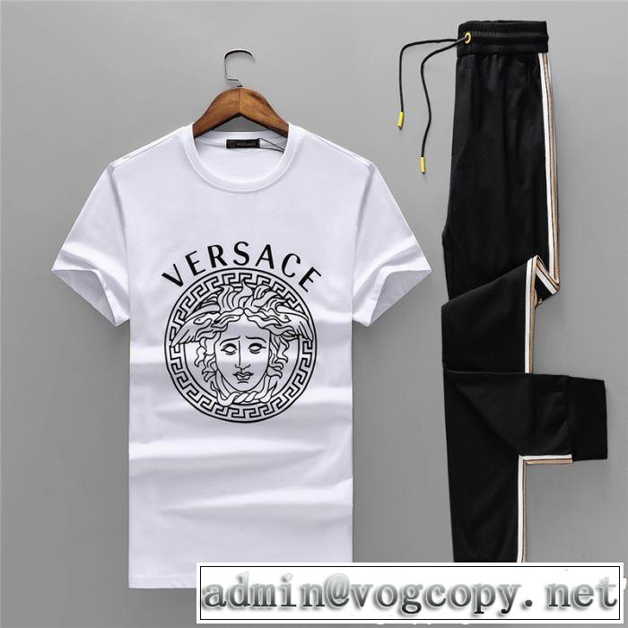 ヴェルサーチ 半袖上下セット2019春夏の大注目トレンド VERSACE 2色可選 セール早いもの勝ち