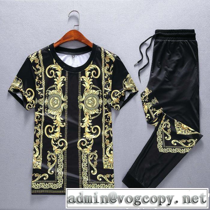  2019夏ファション新品 半袖 上下セット最終価格セール VERSACE ヴェルサーチ ギフト最適期間限定