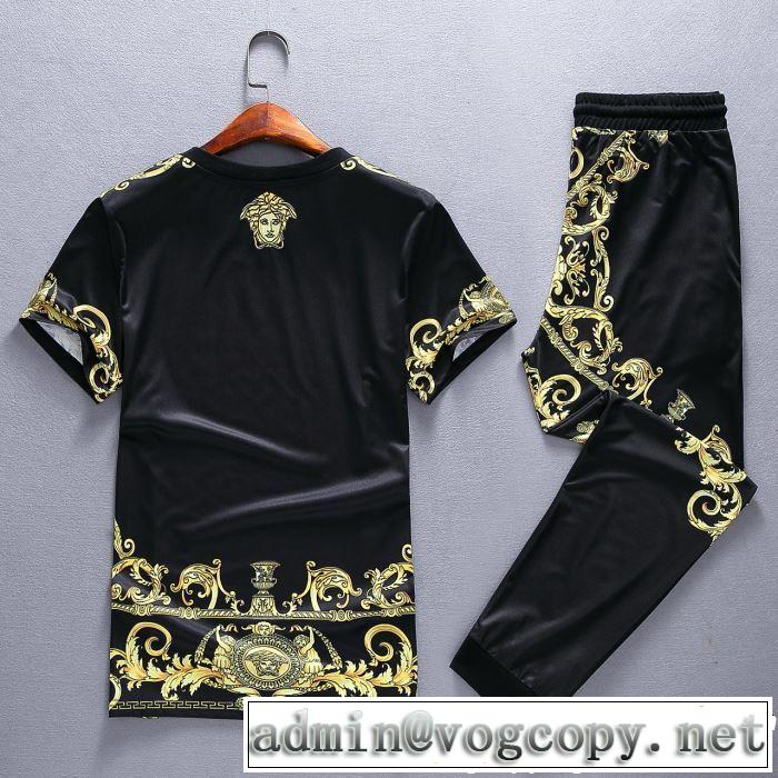 2019夏ファション新品 半袖 上下セット最終価格セール VERSACE ヴェルサーチ ギフト最適期間限定