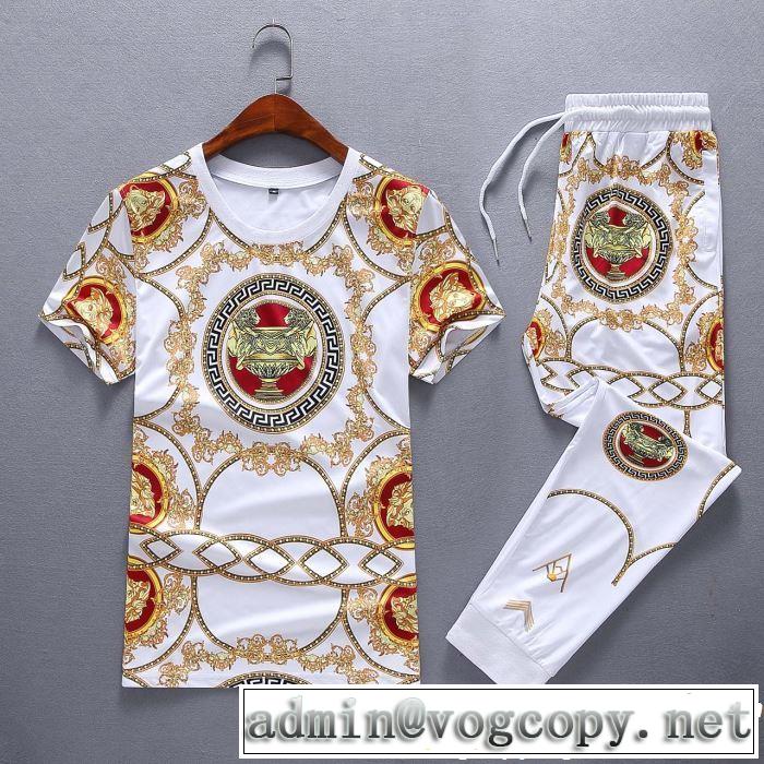  セールで格安 VERSACE 2色可選2019春夏の大注目トレンド ヴェルサーチ 半袖 上下セット