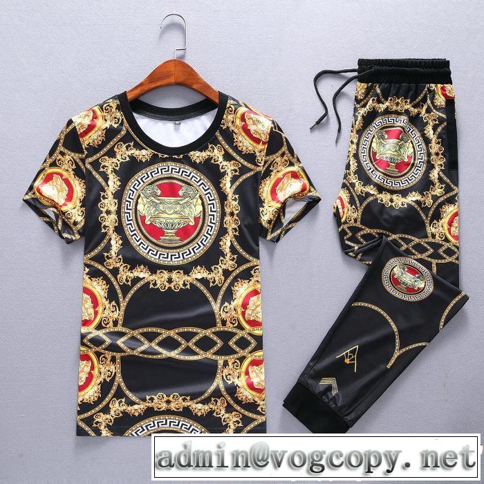 セールで格安 VERSACE 2色可選2019春夏の大注目トレンド ヴェルサーチ 半袖 上下セット