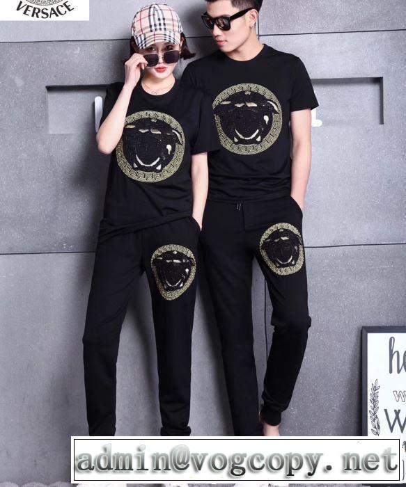  半袖 上下セット正規品保証19春夏 ヴェルサーチ 数量限定奇跡の入荷 VERSACE 男女兼用