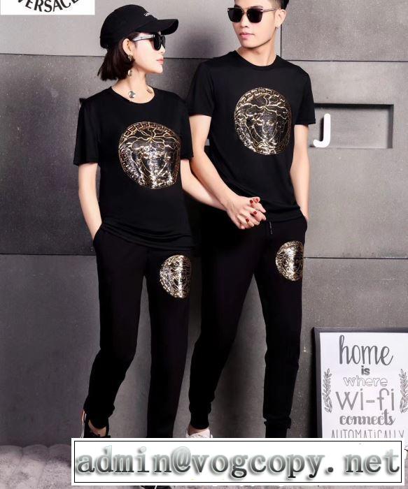  男女兼用 半袖ヴェルサーチ すごく稀少カラー上下セット VERSACE 2019夏ファション新品