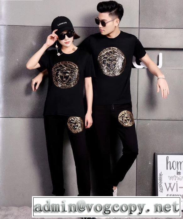 男女兼用 半袖ヴェルサーチ すごく稀少カラー上下セット VERSACE 2019夏ファション新品