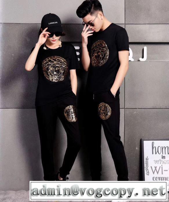 男女兼用 半袖ヴェルサーチ すごく稀少カラー上下セット VERSACE 2019夏ファション新品