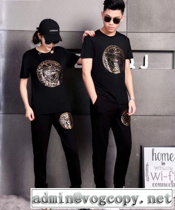 男女兼用 半袖ヴェルサーチ すごく稀少カラー上下セット VERSACE 2019夏ファション新品