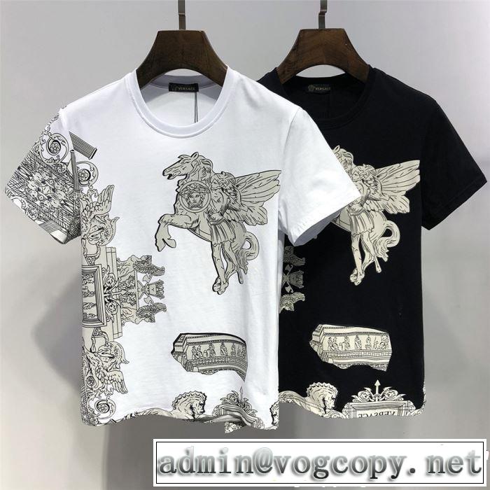 春夏の流行り2019新品 VERSACE ヴェルサーチ 半袖Tシャツ 2色可選 おしゃれデザインも大人気