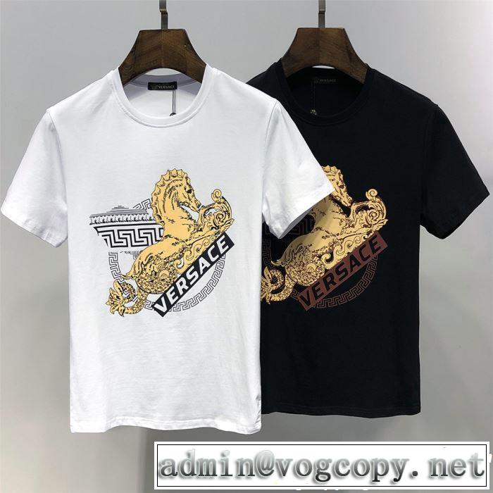 人気ストリートブランド新品 2019春夏人気トレンドアイテム VERSACE ヴェルサーチ 半袖Tシャツ 2色可選