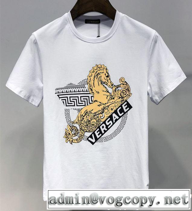 人気ストリートブランド新品 2019春夏人気トレンドアイテム VERSACE ヴェルサーチ 半袖Tシャツ 2色可選