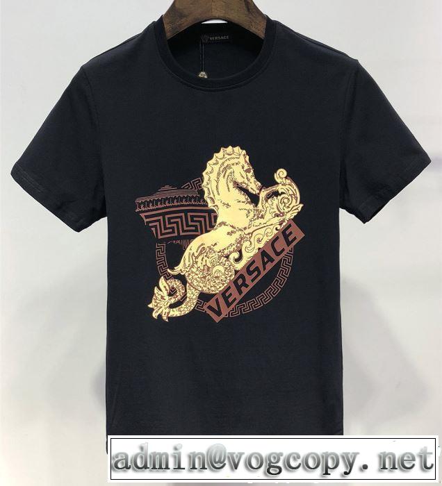 人気ストリートブランド新品 2019春夏人気トレンドアイテム VERSACE ヴェルサーチ 半袖Tシャツ 2色可選