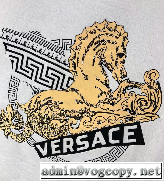 人気ストリートブランド新品 2019春夏人気トレンドアイテム VERSACE ヴェルサーチ 半袖Tシャツ 2色可選