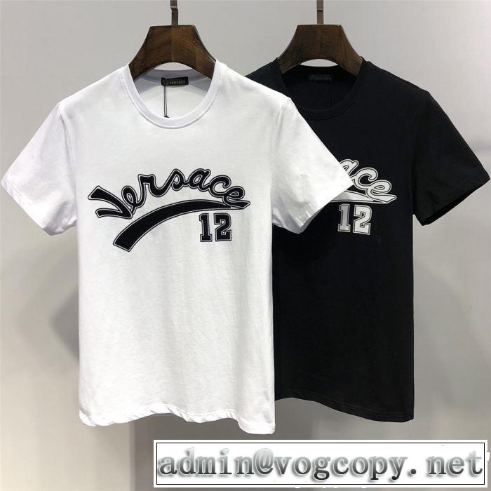 半袖Tシャツ 2色可選 2019春夏も引き続き人気セール スタイルアップ効果 VERSACE ヴェルサーチ