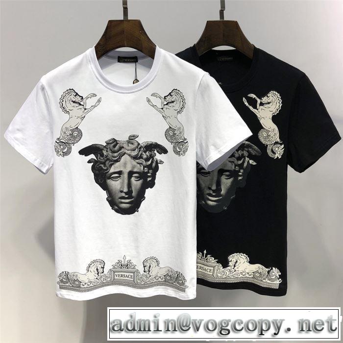 VERSACE ヴェルサーチ 半袖Tシャツ 2色可選 スタイリッシュに新着 大人カジュアル夏ファッション2019