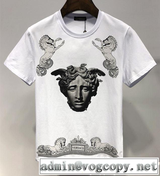 VERSACE ヴェルサーチ 半袖Tシャツ 2色可選 スタイリッシュに新着 大人カジュアル夏ファッション2019