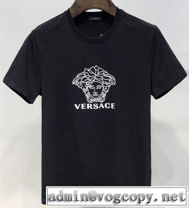 おしゃれな大人の着こなし 2019夏ファション新品 VERSACE ヴェルサーチ 半袖Tシャツ 2色可選