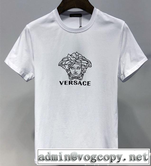 おしゃれな大人の着こなし 2019夏ファション新品 VERSACE ヴェルサーチ 半袖Tシャツ 2色可選