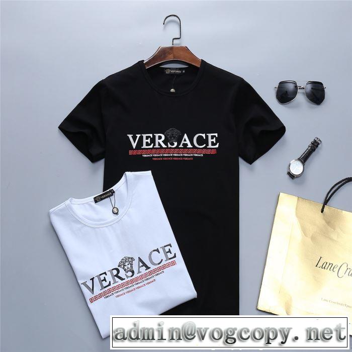 おしゃれデザインも大人気 2019SSのトレンド商品 VERSACE ヴェルサーチ 半袖Tシャツ 2色可選