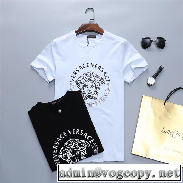 2019春夏は人気定番 夏おすすめ人気ブランドアイテム VERSACE ヴェルサーチ 半袖Tシャツ 2色可選