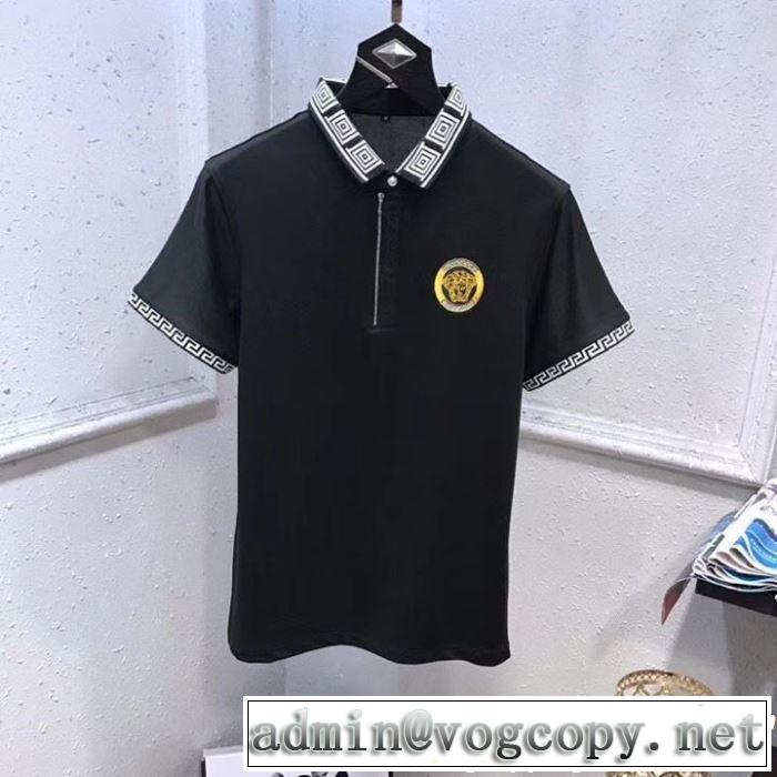 VERSACE ヴェルサーチ 半袖Tシャツ 3色可選 2019春夏は人気定番 魅力的なカラー使い 上品な涼やかさある印象に