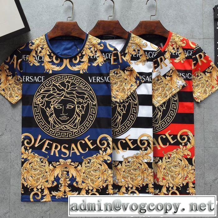 3色可選 半袖Tシャツ 2019春夏トレンドアイテム 今期のトレンド定番アイテム VERSACE ヴェルサーチ