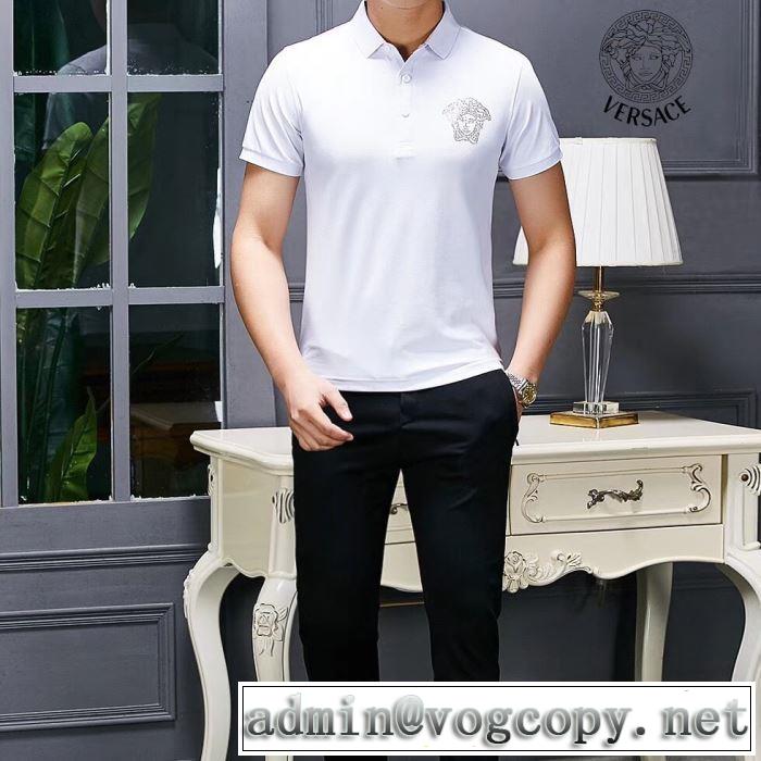 大人っぽいファション感Tシャツ/半袖 ヴェルサーチVERSACE きちんと感をプラス 2色可選