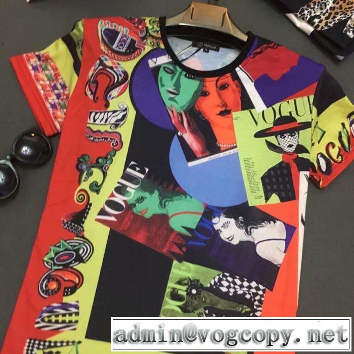 特に夏は人気アイテム2019SS VERSACE Tシャツ/半袖 最新先取りおしゃれなロゴ入り ヴェルサーチ