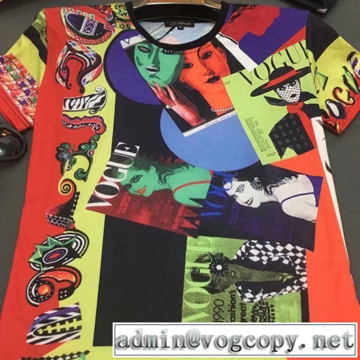 特に夏は人気アイテム2019SS VERSACE Tシャツ/半袖 最新先取りおしゃれなロゴ入り ヴェルサーチ