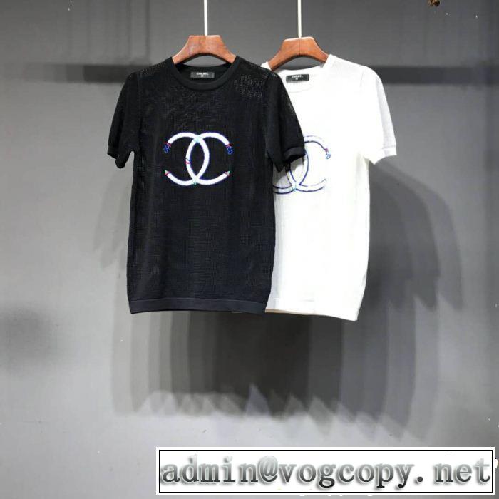 今季流行りの人気新作 2019即旬な装いに 季節感をプラス人気商品 CH CH 半袖Tシャツ 2色可選
