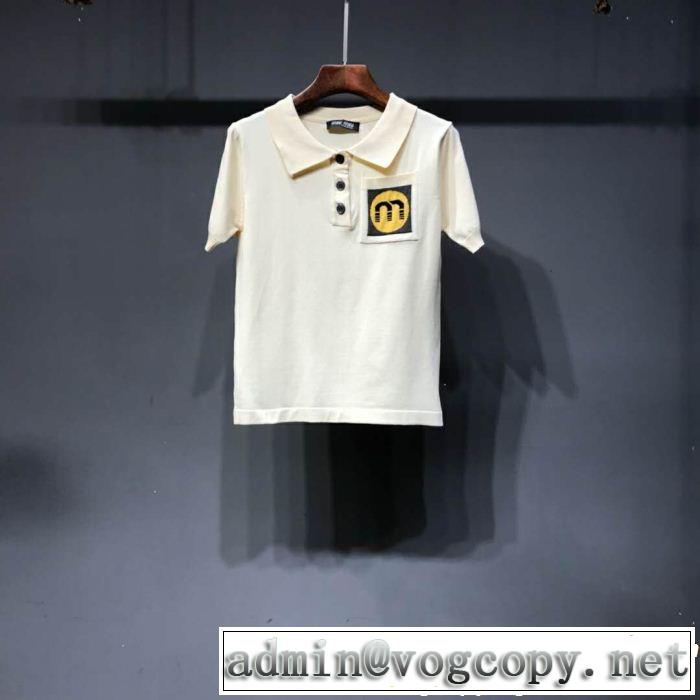 2019春夏人気トレンドアイテム 海外セレブは大人気 ミュウミュウ MIUMIU 半袖Tシャツ 2色可選