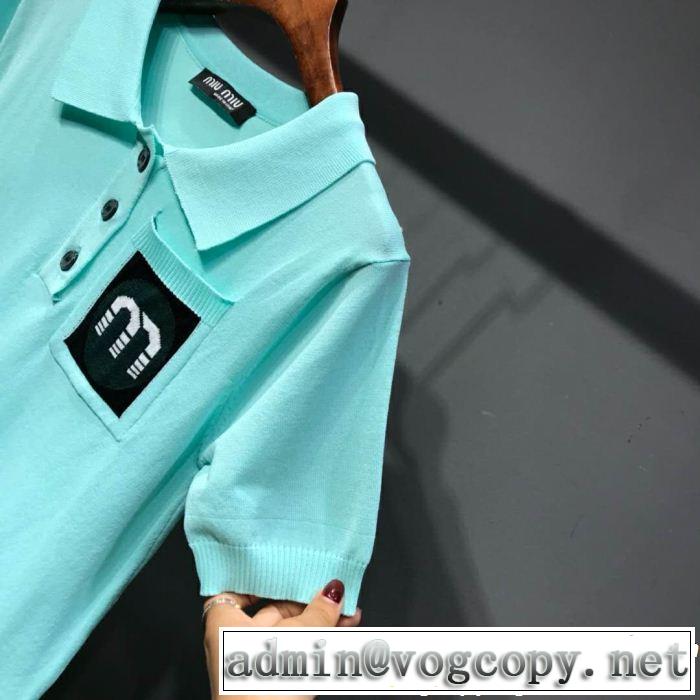 2019春夏人気トレンドアイテム 海外セレブは大人気 ミュウミュウ MIUMIU 半袖Tシャツ 2色可選
