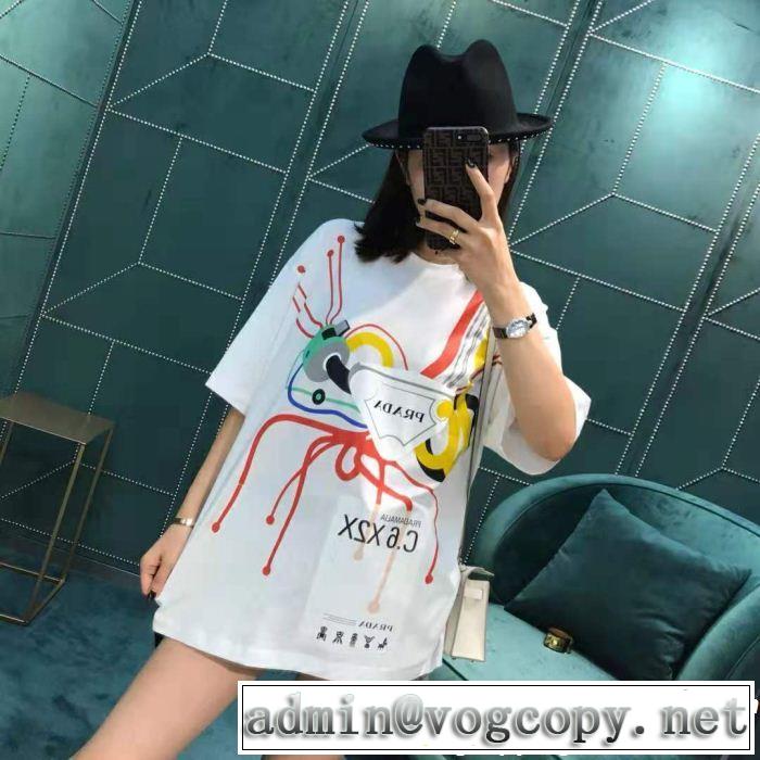 PRADA プラダ 半袖Tシャツ 大人カジュアル夏ファッション2019 夏気分UP最新コレクション