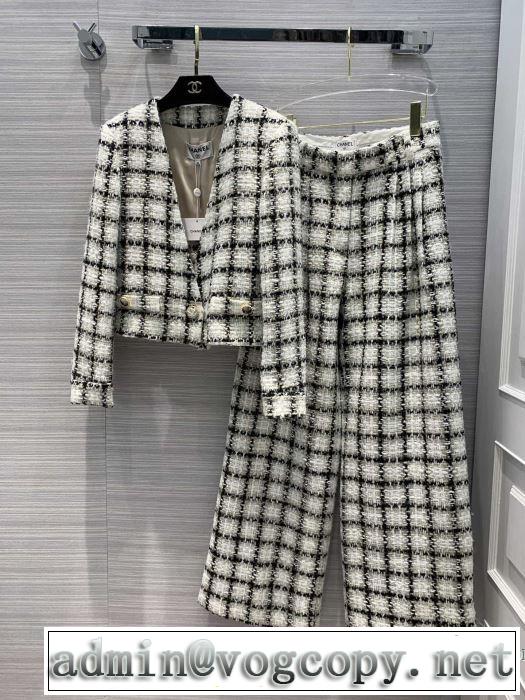 秋服コーデ2019年版 CH CH 大胆なチェックの人気トレンド 上下セット 秋にはやる最新作を先取り