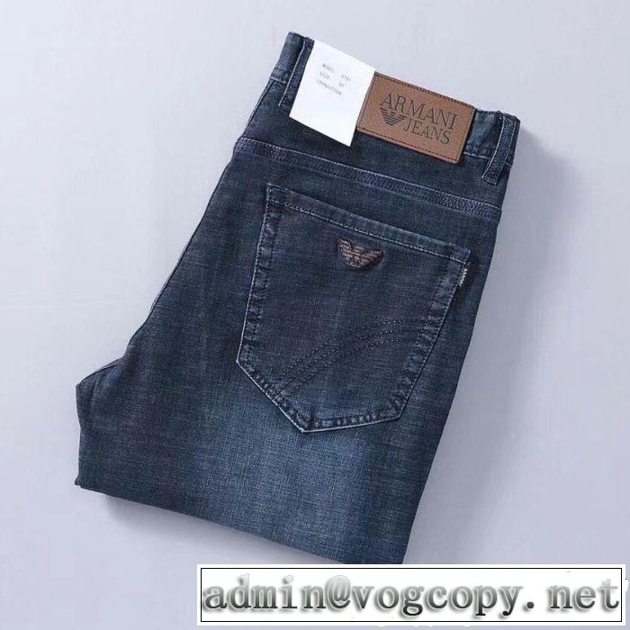 アルマーニ 2019夏ファション新品 夏っぽさ新作アイテム ARMANI ストレートデニムパンツ