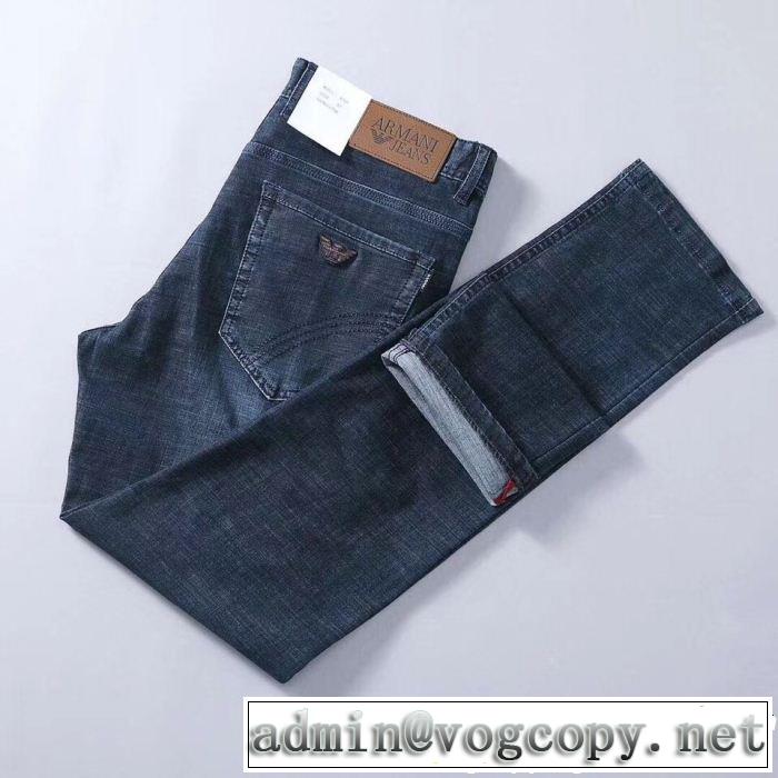 アルマーニ 2019夏ファション新品 夏っぽさ新作アイテム ARMANI ストレートデニムパンツ
