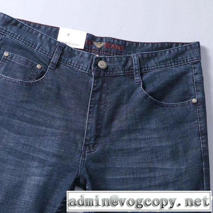 アルマーニ 2019夏ファション新品 夏っぽさ新作アイテム ARMANI ストレートデニムパンツ