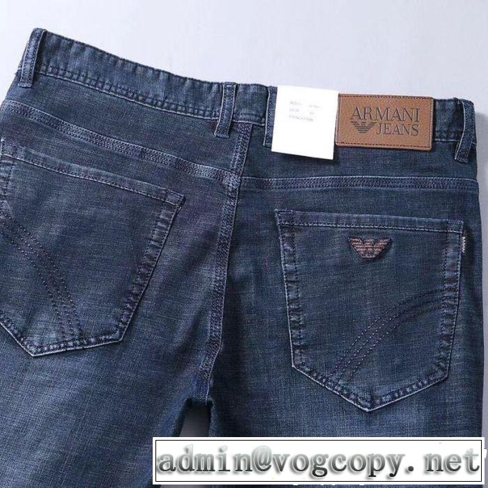 アルマーニ 2019夏ファション新品 夏っぽさ新作アイテム ARMANI ストレートデニムパンツ