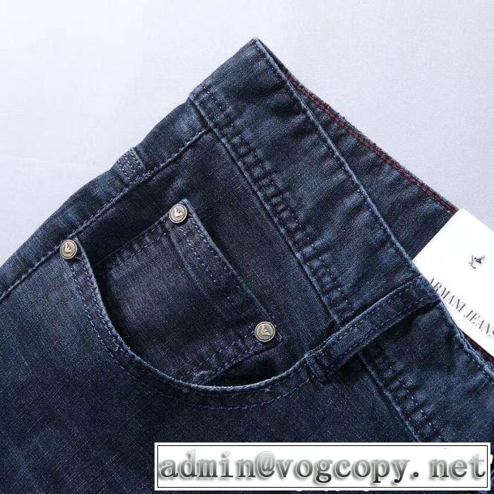 アルマーニ 2019夏ファション新品 夏っぽさ新作アイテム ARMANI ストレートデニムパンツ