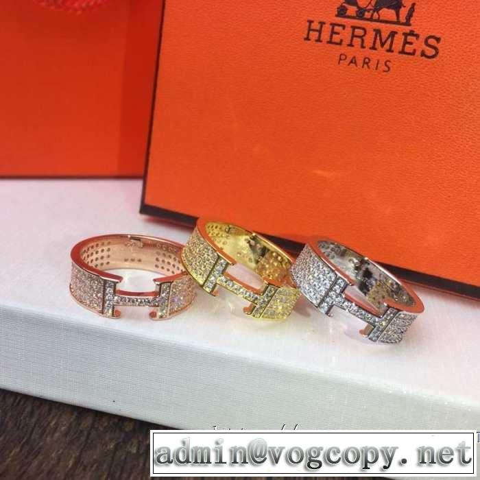 3色可選 キレイめ感が強い エルメス春夏の流行り2019新品 HERMES 甘過ぎず大人な印象に リング/指輪 