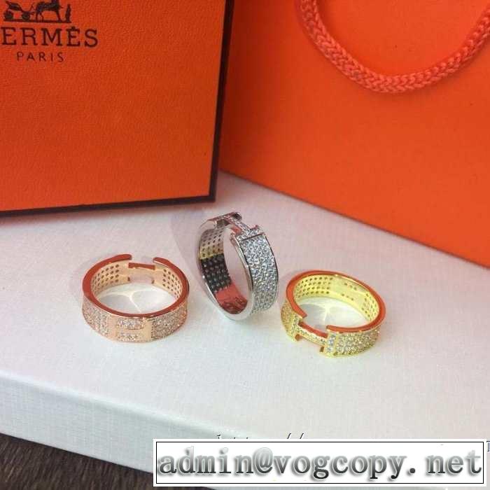 3色可選 キレイめ感が強い エルメス春夏の流行り2019新品 HERMES 甘過ぎず大人な印象に リング/指輪