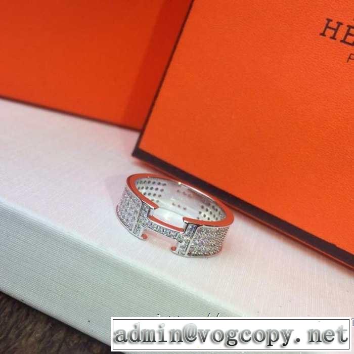 3色可選 キレイめ感が強い エルメス春夏の流行り2019新品 HERMES 甘過ぎず大人な印象に リング/指輪