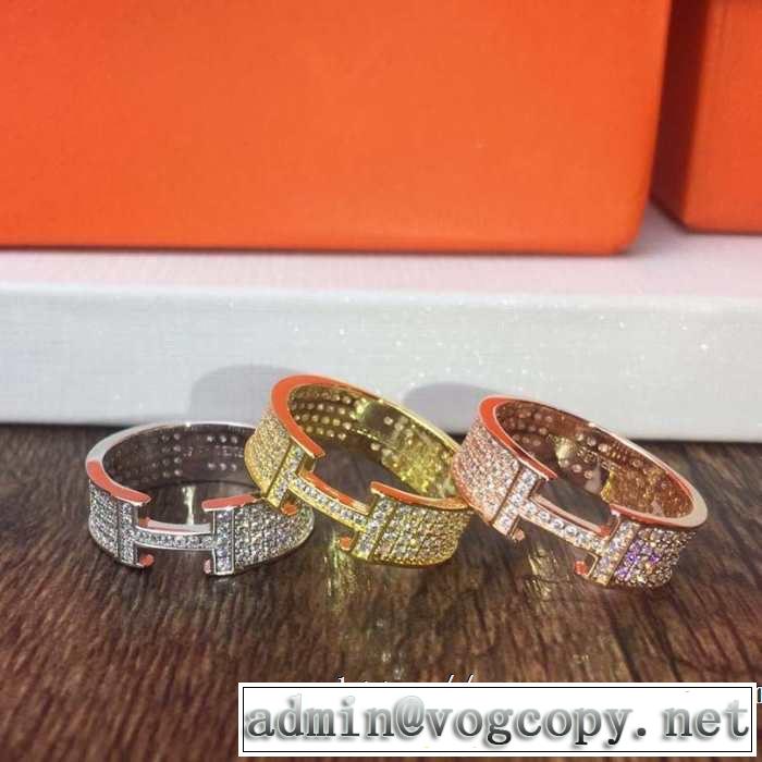 3色可選 キレイめ感が強い エルメス春夏の流行り2019新品 HERMES 甘過ぎず大人な印象に リング/指輪