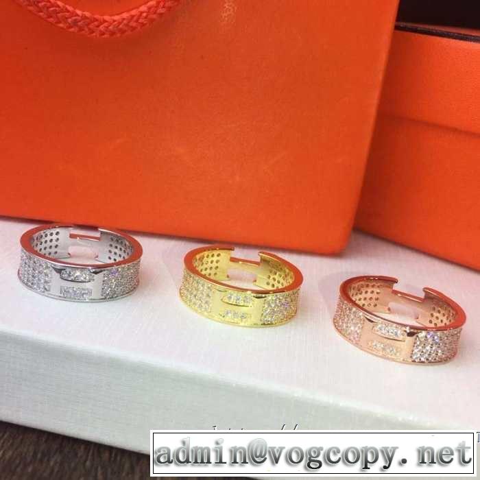 3色可選 キレイめ感が強い エルメス春夏の流行り2019新品 HERMES 甘過ぎず大人な印象に リング/指輪