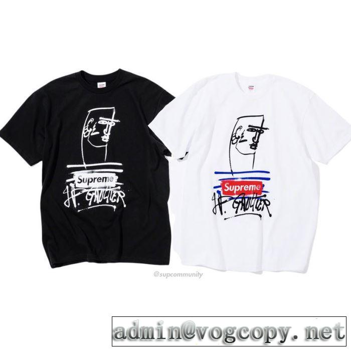すっきりした印象に Tシャツ/半袖 2色可選 Supreme &times; Jean Paul Gaultier Tee 2019春夏は人気定番