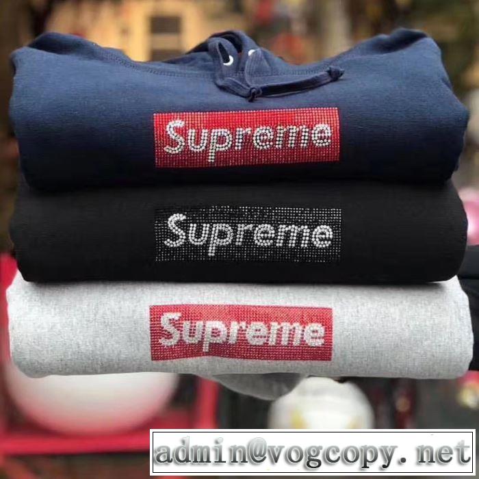 春夏！大人カジュアル Supreme Swarovski Box Logo Hoodie大人っぽいファション感 4色可選 パーカー