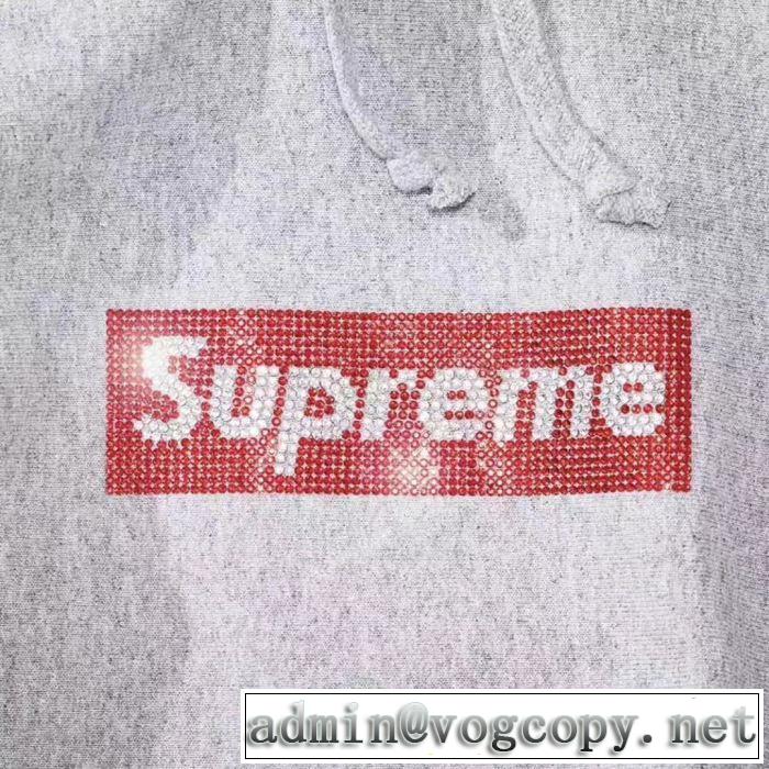 春夏！大人カジュアル Supreme Swarovski Box Logo Hoodie大人っぽいファション感 4色可選 パーカー