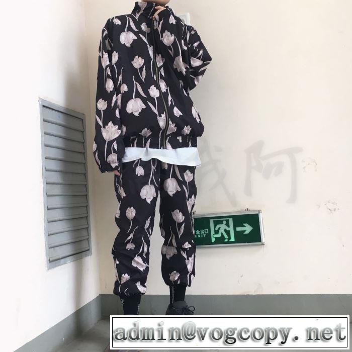 こだわりのコート 19ss Floral Silk Track Jacket Pant爽やかカジュアル人気 2色可選  柔らかい印象に上質